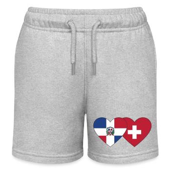 République dominicaine Suisse Flag Heart - Short de jogging enfant bio Stanley/Stella - gris chiné - Devant