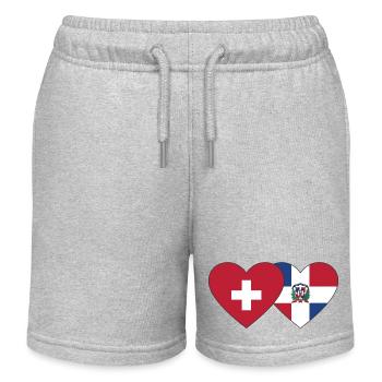Suisse République dominicaine Flag Heart - Short de jogging enfant bio Stanley/Stella - gris chiné - Devant