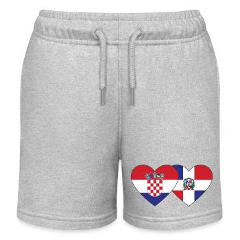 Kroatien Dominikanische Republik Flagge Herz - Kinder Organic Joggingshorts Mini Bolter von Stanley/Stella - Grau meliert - Vorne