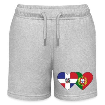 Dominikanische Republik Portugal Flagge Herz - Kinder Organic Joggingshorts Mini Bolter von Stanley/Stella - Grau meliert - Vorne