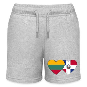 Litauen Dominikanische Republik Flagge Herz - Kinder Organic Joggingshorts Mini Bolter von Stanley/Stella - Grau meliert - Vorne