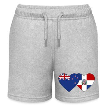 Neuseeland Dominikanische Republik Flagge Herz - Kinder Organic Joggingshorts Mini Bolter von Stanley/Stella - Grau meliert - Vorne