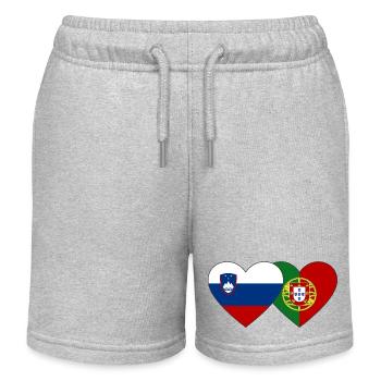 Slowenien Portugal Flagge Herz - Kinder Organic Joggingshorts Mini Bolter von Stanley/Stella - Grau meliert - Vorne
