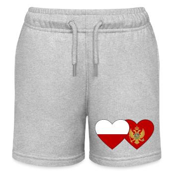 Polen Montenegro Flagge - Kinder Organic Joggingshorts Mini Bolter von Stanley/Stella - Grau meliert - Vorne