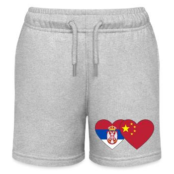 Serbien China Herz Flagge - Kinder Organic Joggingshorts Mini Bolter von Stanley/Stella - Grau meliert - Vorne