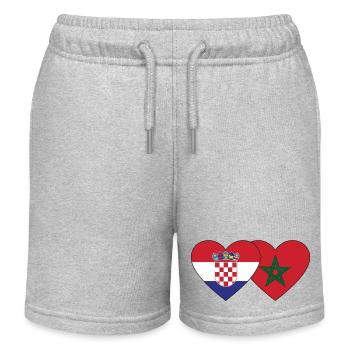 Kroatien Marokko Flagge Herz - Kinder Organic Joggingshorts Mini Bolter von Stanley/Stella - Grau meliert - Vorne