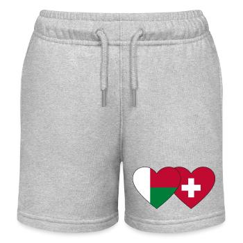 Madagascar Suisse Flag Coeur - Short de jogging enfant bio Stanley/Stella - gris chiné - Devant