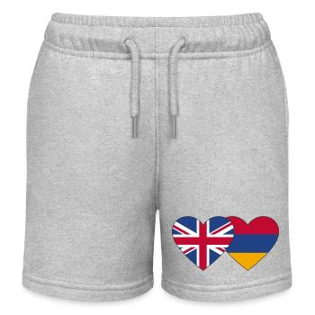 England Armenien Flagge Herz - Kinder Organic Joggingshorts Mini Bolter von Stanley/Stella - Grau meliert - Vorne