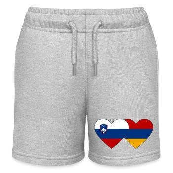 Slowenien Armenien Flagge Herz - Kinder Organic Joggingshorts Mini Bolter von Stanley/Stella - Grau meliert - Vorne