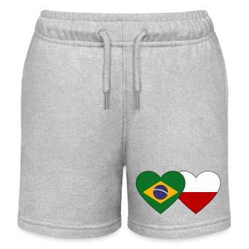 Brasilien Polen Flagge Herz - Kinder Organic Joggingshorts Mini Bolter von Stanley/Stella - Grau meliert - Vorne