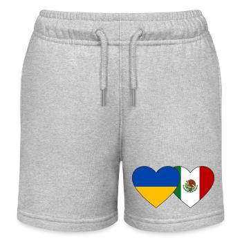 Ukraine Mexico Flag Heart - Kids Organic Sweat Shorts by Stanley/Stella - heather grey - Front