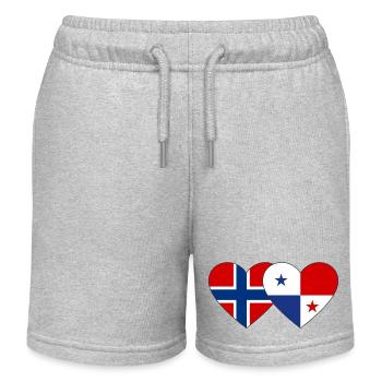 Norway Panama Flag Heart - Kids Organic Sweat Shorts by Stanley/Stella - heather grey - Front