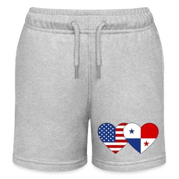 USA Panama Flag Heart - Kids Organic Sweat Shorts by Stanley/Stella - heather grey - Front