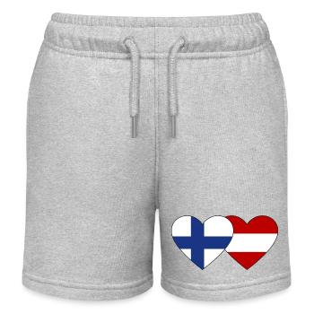 Finland Austria Flag Heart - Kids Organic Sweat Shorts by Stanley/Stella - heather grey - Front