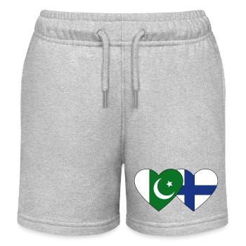 Pakistan Finland Flag Heart - Kids Organic Sweat Shorts by Stanley/Stella - heather grey - Front