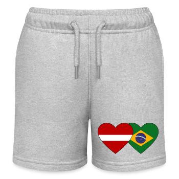 Latvia Brazil Flag Heart - Kids Organic Sweat Shorts by Stanley/Stella - heather grey - Front