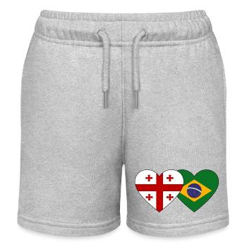 Georgia Brazil Flag Heart - Kids Organic Sweat Shorts by Stanley/Stella - heather grey - Front