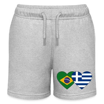 Brasilien Griechenland Flagge Herz - Kinder Organic Joggingshorts Mini Bolter von Stanley/Stella - Grau meliert - Vorne