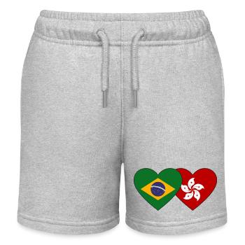 Brasilien Hong Kong Flagge Herz - Kinder Organic Joggingshorts Mini Bolter von Stanley/Stella - Grau meliert - Vorne