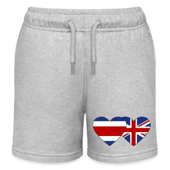 Costa Rica Großbritannien Flagge Herz - Kinder Organic Joggingshorts Mini Bolter von Stanley/Stella - Grau meliert - Vorne