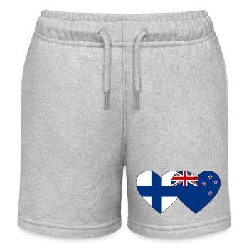 Finnland Neuseeland Flagge Herz - Kinder Organic Joggingshorts Mini Bolter von Stanley/Stella - Grau meliert - Vorne