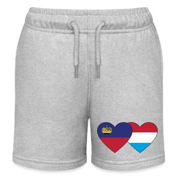 Liechtenstein Luxembourg Flag Heart - Kids Organic Sweat Shorts by Stanley/Stella - heather grey - Front
