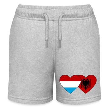 Luxembourg Albanie Flag Coeur - Short de jogging enfant bio Stanley/Stella - gris chiné - Devant
