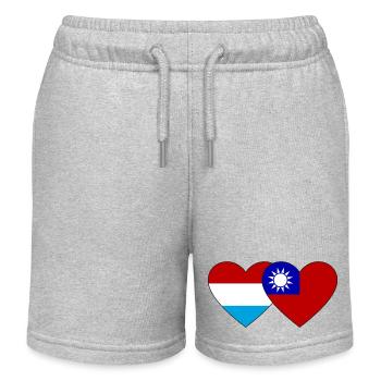 Luxemburg Taiwan Flagge Herz - Kinder Organic Joggingshorts Mini Bolter von Stanley/Stella - Grau meliert - Vorne