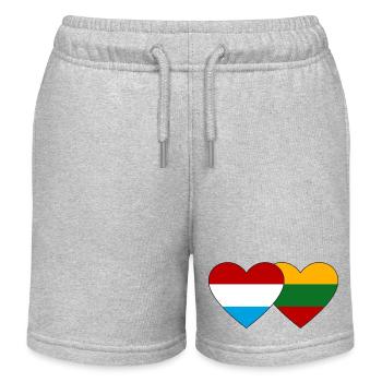 Luxembourg Lithuania Flag Heart - Kids Organic Sweat Shorts by Stanley/Stella - heather grey - Front