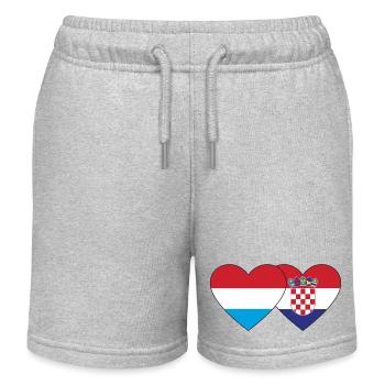 Luxembourg Croatie Flag Heart - Short de jogging enfant bio Stanley/Stella - gris chiné - Devant