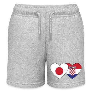 Japan Kroatien Flagge Herz - Kinder Organic Joggingshorts Mini Bolter von Stanley/Stella - Grau meliert - Vorne