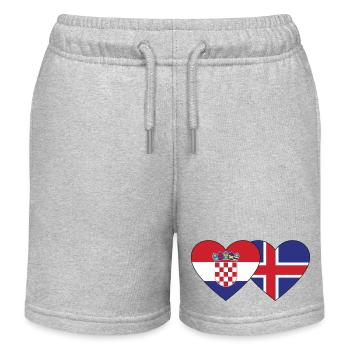 Kroatien Island Flagge Herz - Kinder Organic Joggingshorts Mini Bolter von Stanley/Stella - Grau meliert - Vorne