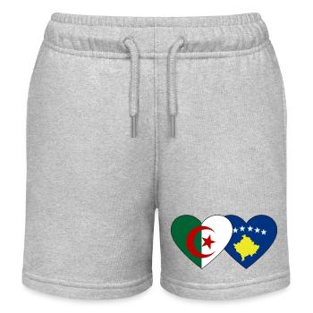 Algérie Kosovo Drapeau Coeur - Short de jogging enfant bio Stanley/Stella - gris chiné - Devant