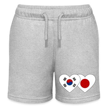 Südkorea Japan Flagge Herz - Kinder Organic Joggingshorts Mini Bolter von Stanley/Stella - Grau meliert - Vorne