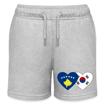 Kosovo Südkorea Flagge Herz - Kinder Organic Joggingshorts Mini Bolter von Stanley/Stella - Grau meliert - Vorne