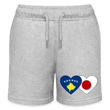 Kosovo Japan Flagge Herz - Kinder Organic Joggingshorts Mini Bolter von Stanley/Stella - Grau meliert - Vorne