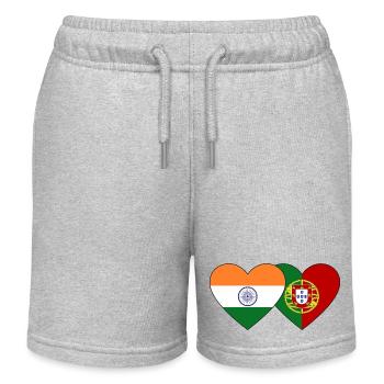 India Portugal Flag Heart - Kids Organic Sweat Shorts by Stanley/Stella - heather grey - Front