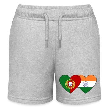 Portugal Indien Flagge Herz - Kinder Organic Joggingshorts Mini Bolter von Stanley/Stella - Grau meliert - Vorne