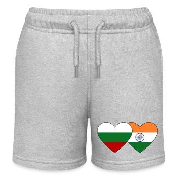 Bulgarie Inde drapeau coeur - Short de jogging enfant bio Stanley/Stella - gris chiné - Devant