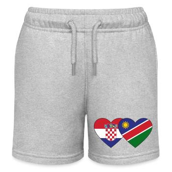 Kroatien Namibia Flagge Herz - Kinder Organic Joggingshorts Mini Bolter von Stanley/Stella - Grau meliert - Vorne