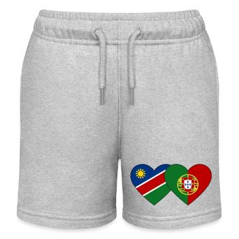 Namibia Portugal Flag Heart - Kids Organic Sweat Shorts by Stanley/Stella - heather grey - Front