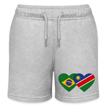Brazil Namibia Flag Heart - Kids Organic Sweat Shorts by Stanley/Stella - heather grey - Front