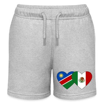 Namibia Mexico Flag Heart - Kids Organic Sweat Shorts by Stanley/Stella - heather grey - Front