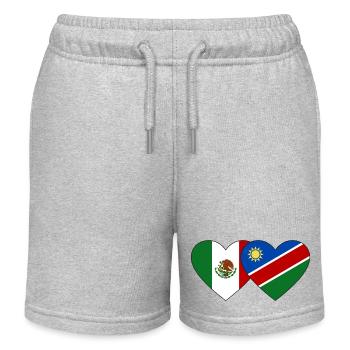Mexico Namibia Flag Heart - Kids Organic Sweat Shorts by Stanley/Stella - heather grey - Front