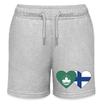 Macau Finnland Flagge Herz - Kinder Organic Joggingshorts Mini Bolter von Stanley/Stella - Grau meliert - Vorne