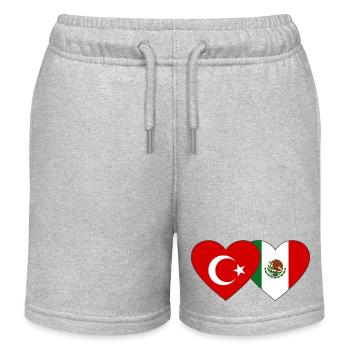 Turquie Mexique Flag Coeur - Short de jogging enfant bio Stanley/Stella - gris chiné - Devant