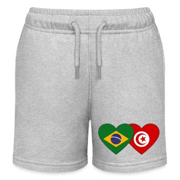 Brasilien Tunesien Flagge Herz - Kinder Organic Joggingshorts Mini Bolter von Stanley/Stella - Grau meliert - Vorne