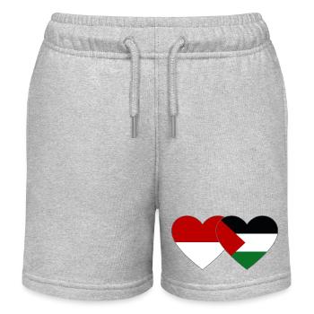 Indonésie Palestine drapeau coeur - Short de jogging enfant bio Stanley/Stella - gris chiné - Devant