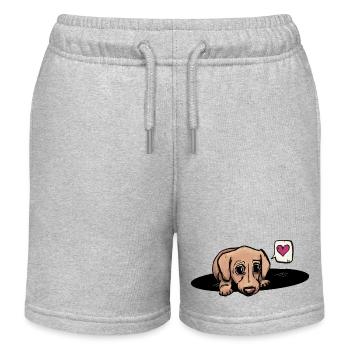 Teckel / Chiot / Chien / Amour / Coeur / Teckel Look - Short de jogging enfant bio Stanley/Stella - gris chiné - Devant