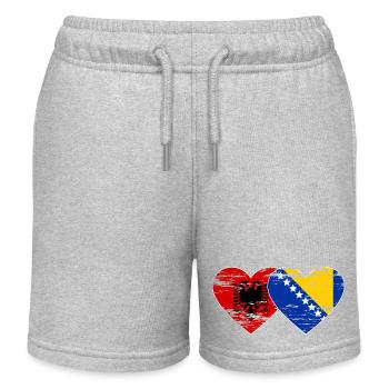 Albanien Bosnien Flagge Herz used - Kinder Organic Joggingshorts Mini Bolter von Stanley/Stella - Grau meliert - Vorne